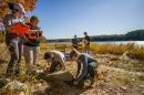 Meghan Howey works with student archaeology students on a dig near Great Bay.